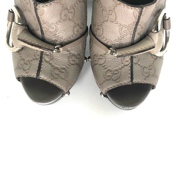 Gucci Hasler Horsebit GG Monogram Leather Platform Mule Clogs Sandals 36.5 - Picture 8 of 11